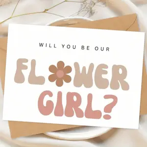 Unique Flower Girl Proposal Greeting Card, Perfect Gift for Girlfriend and Special Lady in Your Life