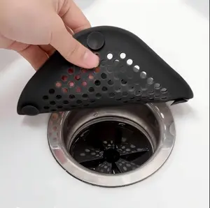 Black/Gray Shower Drain Hair Catcher – Soft Flexible Drain Filter for Bathroom Floor Drains, Tubs & Everyday Home Use