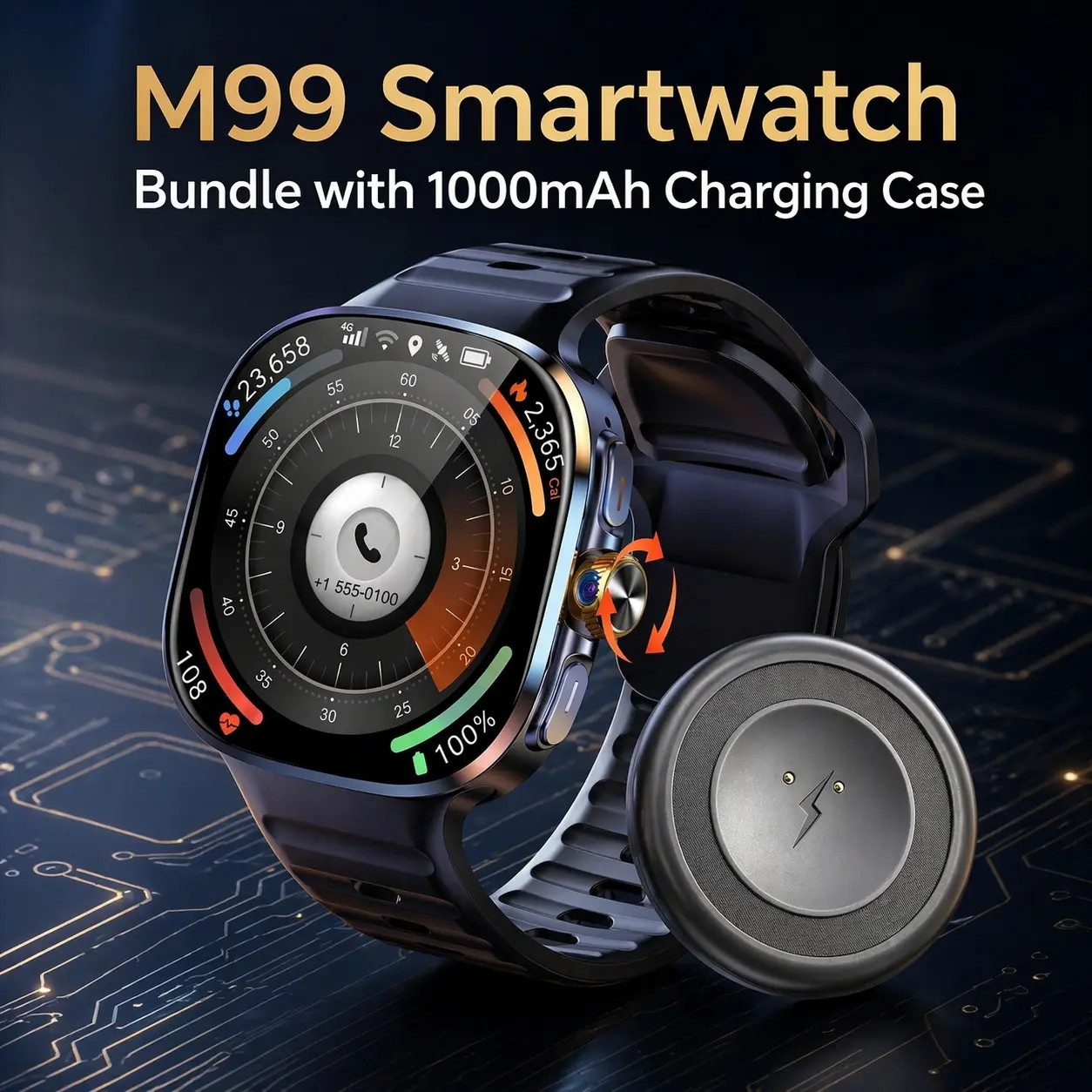 M99 Smartwatch 4G With 2.4inch Amoled Screen 300W Rotating Camera WIFI GPS Position Compass NFC Bluetooth Waterproof Wireless Smartwatch With Calls Multifunctional Watch Fitness Smart Watches Smart Watch Men Women Smartwatch For Fitness