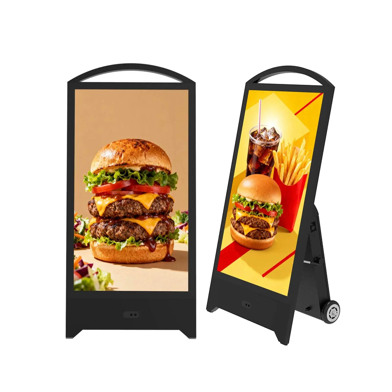 Pyimgus 43" Outdoor Digital Signage, Portable IP65 Waterproof Digital Signage Display with 2000nits High Brightness, Advertising Display with CMS and 1200Wh Battery, Split Screen, Android OS