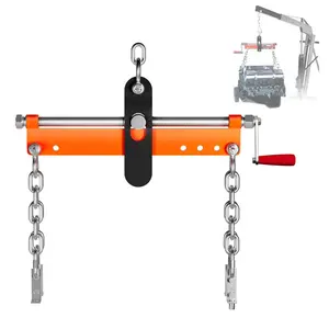 Engine Load Leveler,Engine Hoist Leveler with Ball Bearing,2 Chains and Adjustable Handle,Engine Hoist Shop Crane Accessory for Up to 1500lbs Orange