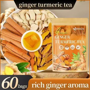Turmeric Tea with Spices: Turmeric, Ginger, Cinnamon. 100% natural, pure, powdered, dairy-free, sugar-free. Vegan, gluten-free, keto-friendly, caffeine-free. 60 Bags herbal remedy Value Pack Filled with Tea Anti-Inflammatory Wellness Blend