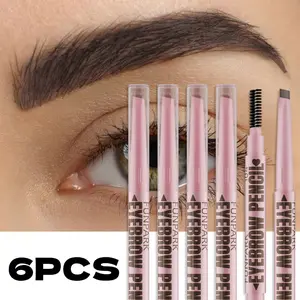 All-year 6pcs Dual-End Eyebrow Pencil Set with Brush - Waterproof, 5 Vibrant Colors, Long-Lasting, Easy to Apply, Ideal for All Skin Types, Eyebrow Color|Vibrant Eyebrow Pencils|Waterproof Formula|Eyebrow Makeup Products