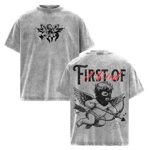 First of A Kind Angel Vintage T-Shirt Masked Cupid Streetwear Tee Gothic Cherub Aesthetic Washed Faith Shirt 100% Premium Cotton Relaxed Fit S-5XL