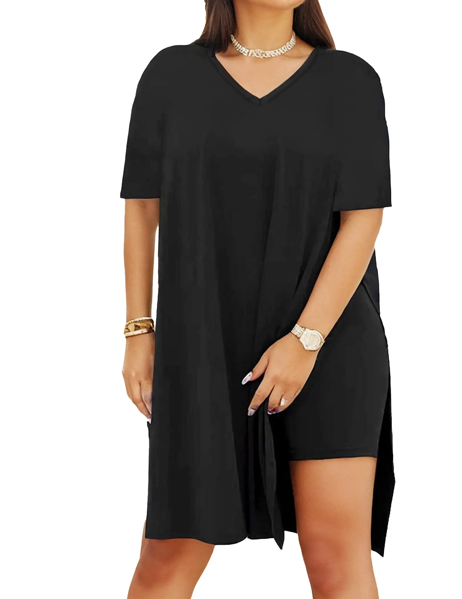 ZEAGOO Women's Plus Size 2 Piece Sweatsuit, Casual Lounge Set with Short Sleeve Tunic Top and High Waist Bike Shorts, Jogger, Women 2 Piece Sets, Plus Size 2 Piece Sets