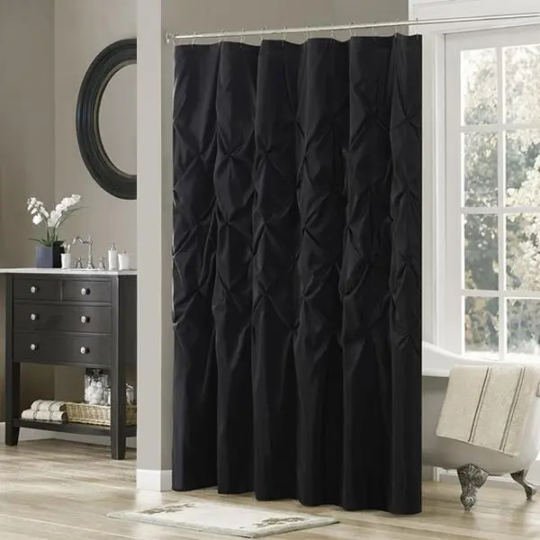 Madison Park Laurel Straight Solid White Elegant Transitional Decorative Shower Curtain, 72x72 in, 100% Polyester Tufting Lightweight Bathroom Curtains for Hotel Homes, Home Bathroom Supplies