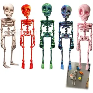 5PCS Poseable Skeleton Fridge Magnet Halloween 3D Printed Articulated Skeleton 5.9in Skull Fridge Magnets with Movable Joints Skull Magnet Fridge Sticker for Kitchen Office Or Locker Decor Gift Goth Magnetic Decoration Set