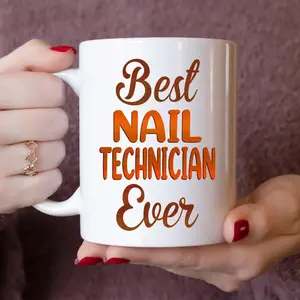 1pc 11oz Ceramic Coffee Mug Excellent Gifts For Nail Technician Best Nail Technician Ever Mug Nail Technician Gifts White Mug for Office Women Men Work Friends Coworkers Thanksgiving Christmas Gift