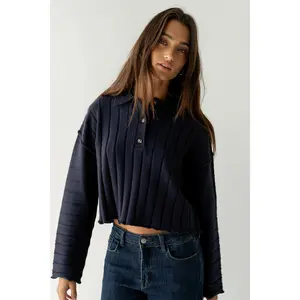 Brandi Collared Sweater in Navy