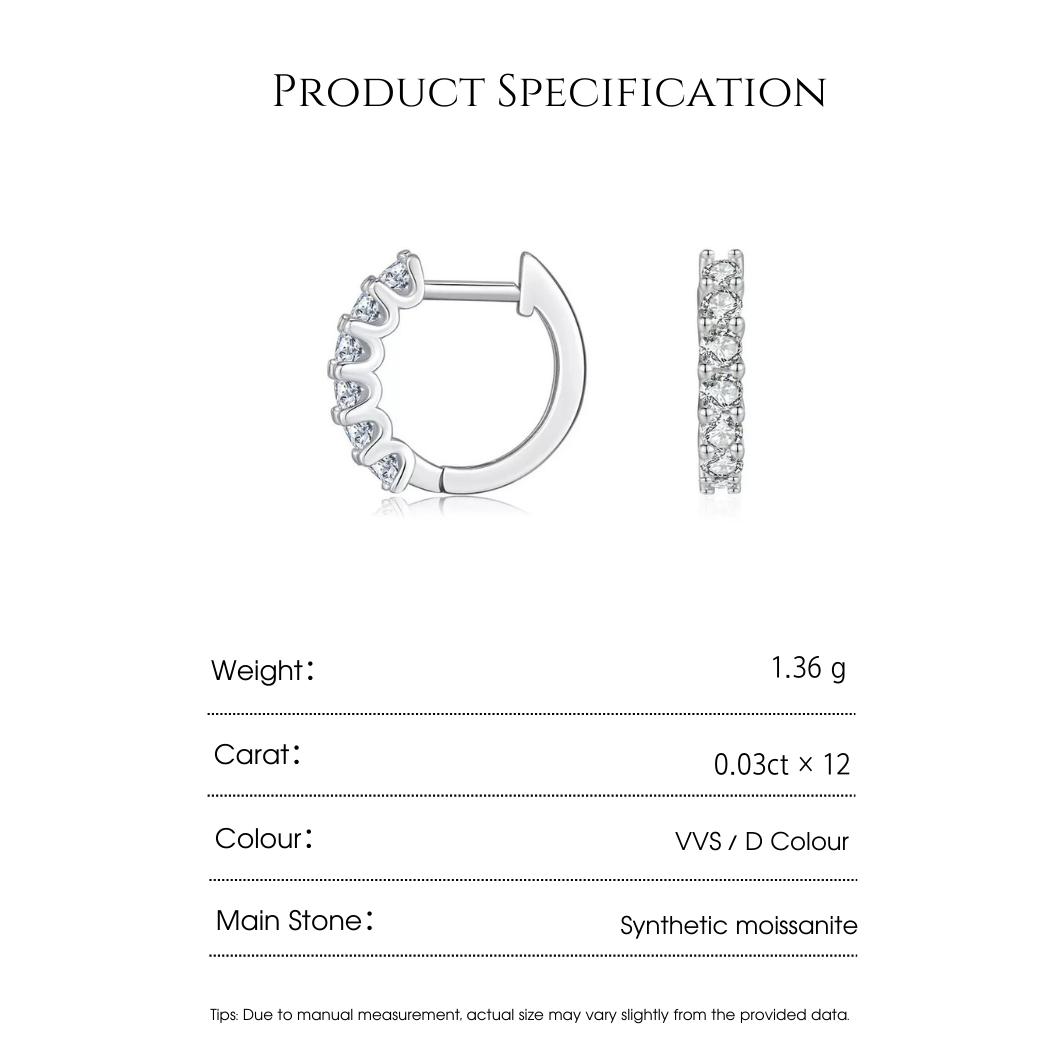 Drinsper Dainty S925 Sterling Silver DVVS Synthetic Moissanite Huggie Hoop Earrings Minimalist Chic Jewelry Suitable for Daily Wearing Birthday Party Gift for Her Mom Girlfriend