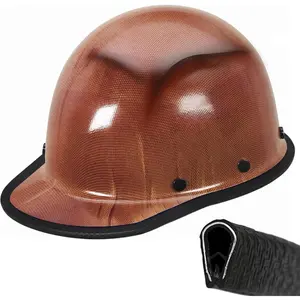 Hard Hat Brim Guard, Impact-Resistant Edge Protector with Steel Core, Full Brim Hard Hat Construction Accessories, Clip-On for Carbon Fiber/Fiberglass Helmets, 36.6in Anti-Skid Strip（Helmet not included）