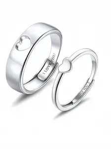 Couple's Heart-Shaped Matching Rings, Heart Promise Rings – Adjustable Commitment Rings, Engagement Rings, Wedding Band, Rose Gift Box Set, Perfect for Engagements and Weddings, Men's and Women's Set, Valentine's Day Gift, Jewelry Gift