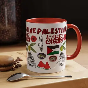 Palestine Theme Accent Coffee Mug 11Oz 15Oz, Palestinian Coffee Cup Gift, Pro Palestine Ceramic Mug