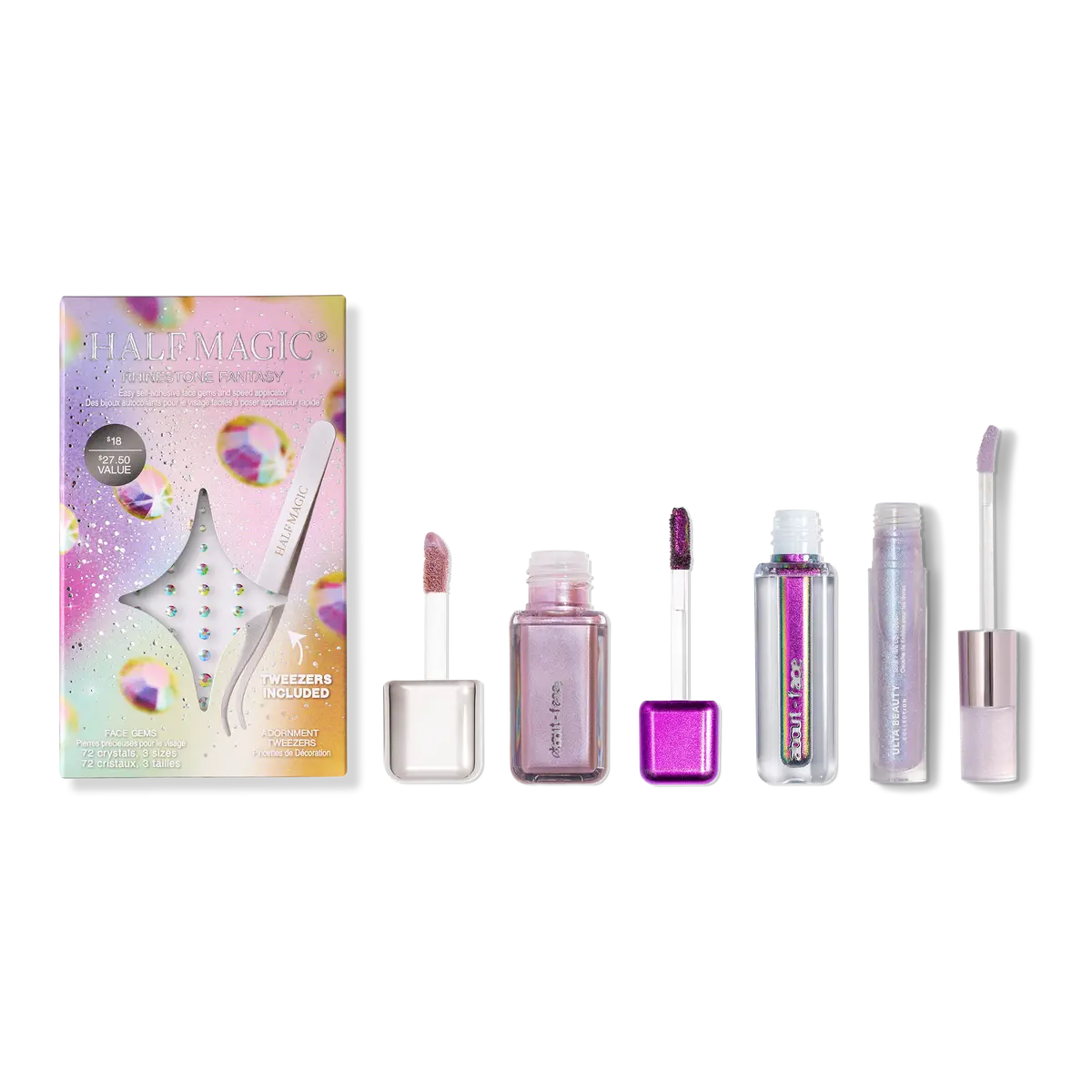 Ulta Beauty Bundle: Festival Ready Holographic Lilac Makeup – 4-Piece Eye, Lip & Face Set
