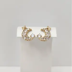 14k Gold Laminated Moon & Stars Earrings - Elegant Design for Any Occasion - Subtle Elegance - Versatile Accessory - Luxurious Finish