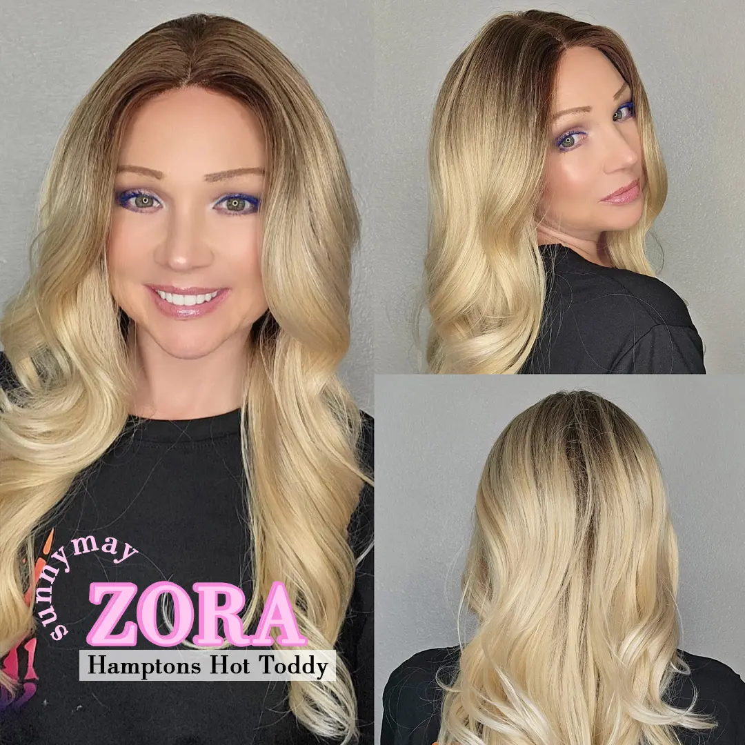 Sunnymay Hair Costume Wig, 24-in ZORA Hamptons Hot Toddy, Golden Deep Celebrity Style, Heat Resistant, 3x0.5 Lace, 120% Density, Fits 21-23 in, Glueless, Synthetic Hair, Wavy
