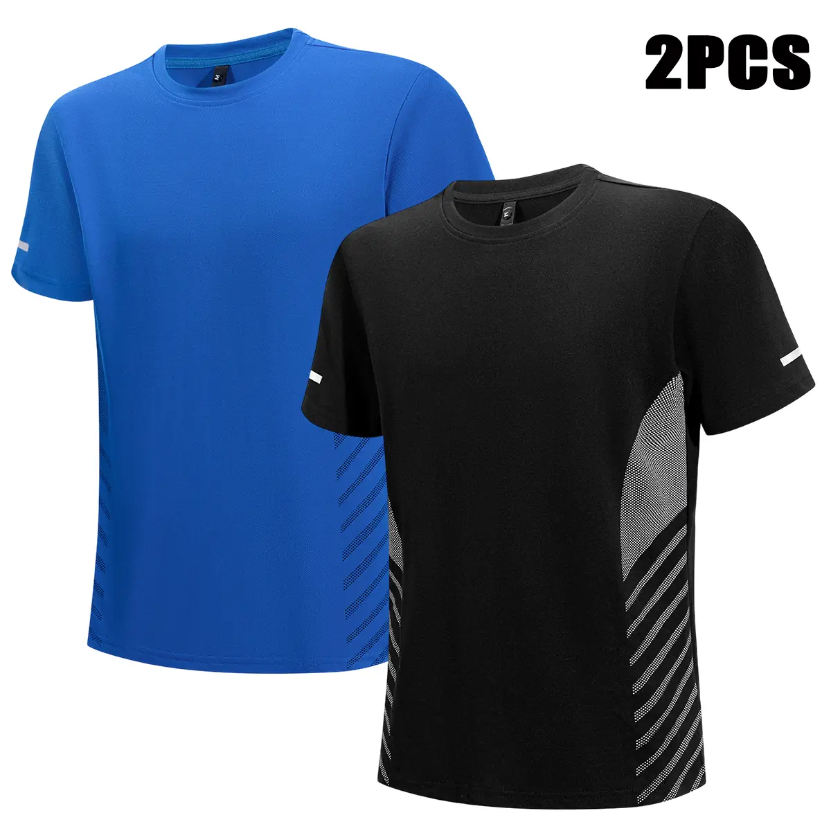 Men's 2-Piece Quick-Dry Mesh Sports T-Shirts - Moisture-Wicking Breathable Round Neck Short-Sleeved Activewear, Lightweight Black + Red XXXL Clothing for Running, Training Wear, Tops, Polyester, Short Sleeve, Athleisure Wear, Crew Neck, Two Pieces