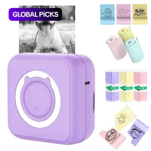 Portable Mini Printer, Portable Handheld Printer, 1 Set Wireless Mini Sticker Printer with Colored Self-adhesive Stickers*3 & Colored Paper*3, Portable Mini Photo Printer for Note Diary Memo Photo