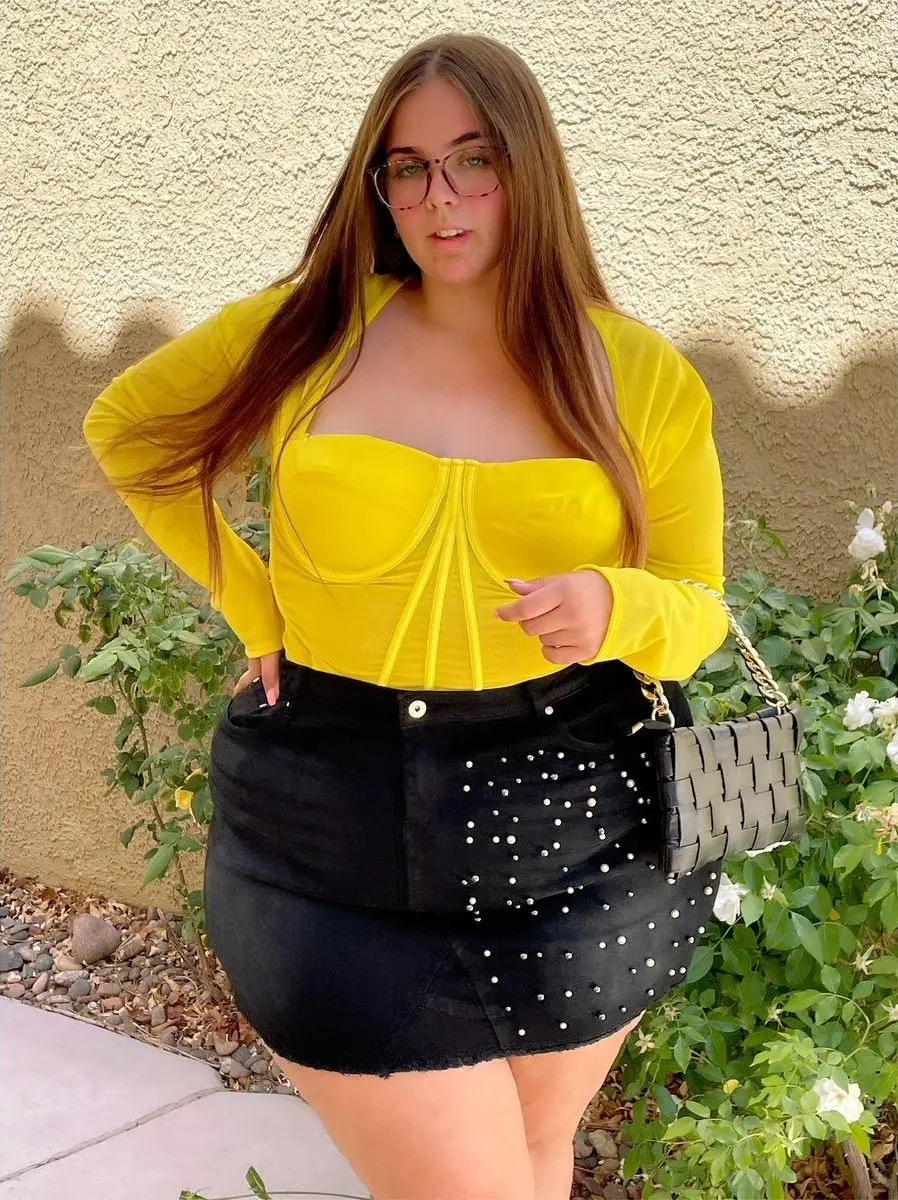 Yellow plus size corset top