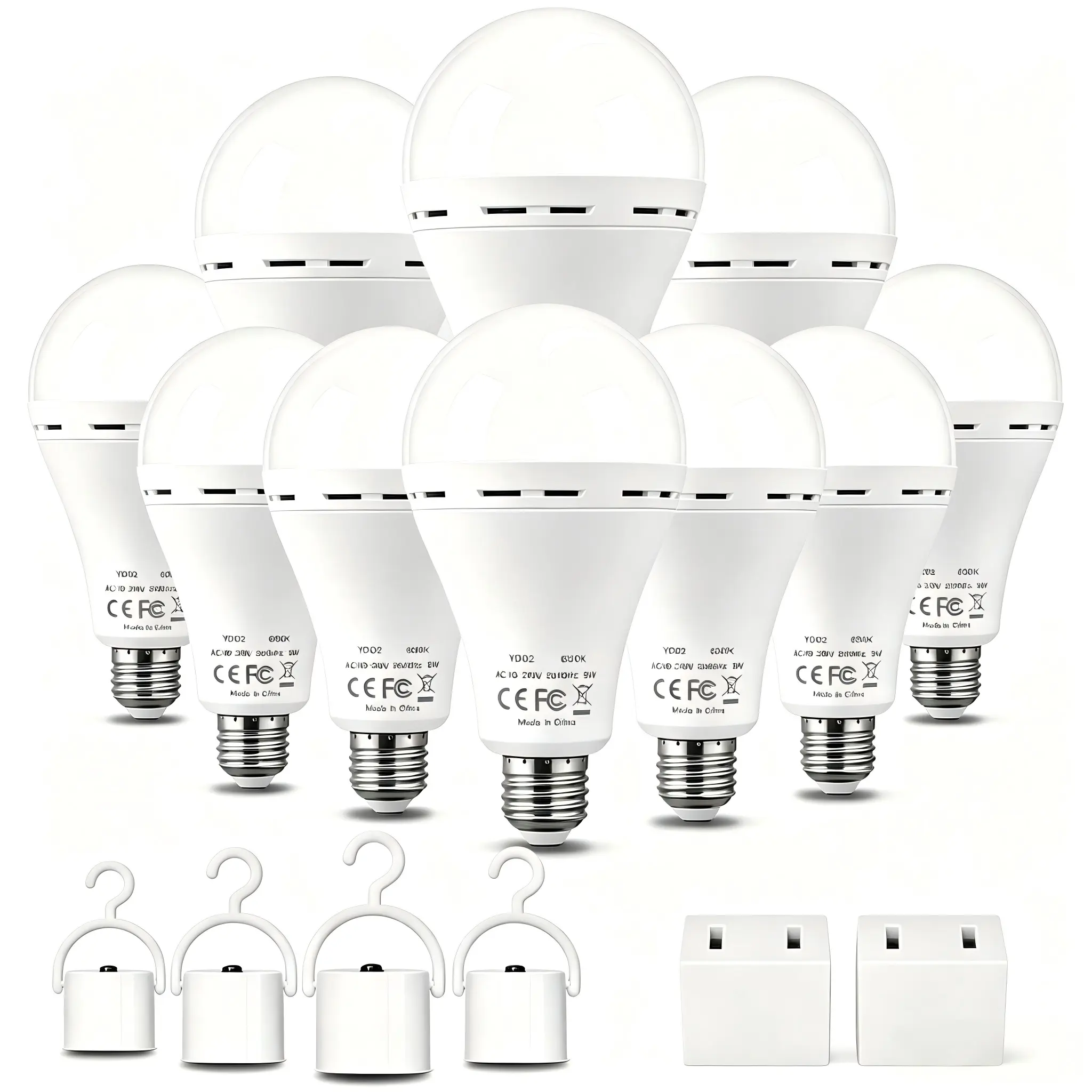 2026【summersale】Rechargeable Emergency Light Bulbs Battery Powered LED Light Bulb 6000K Daylight E26 120 Volt 9W 60W Equivalent with 1200mAh for Home Power Outage Camping Hurricane summergarden,campingessentials,campinggear-Back to school gifts