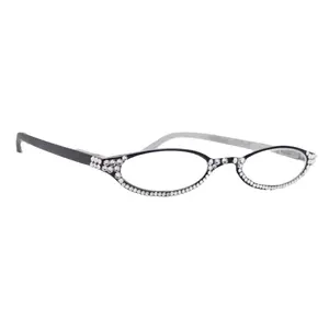 The Marvelous, (Bling) Women Reading Glasses W (Full Bottom) (Clear) European Crystals (Black) +1.50..+3.00 Lower Nose, NY Fifth Avenue