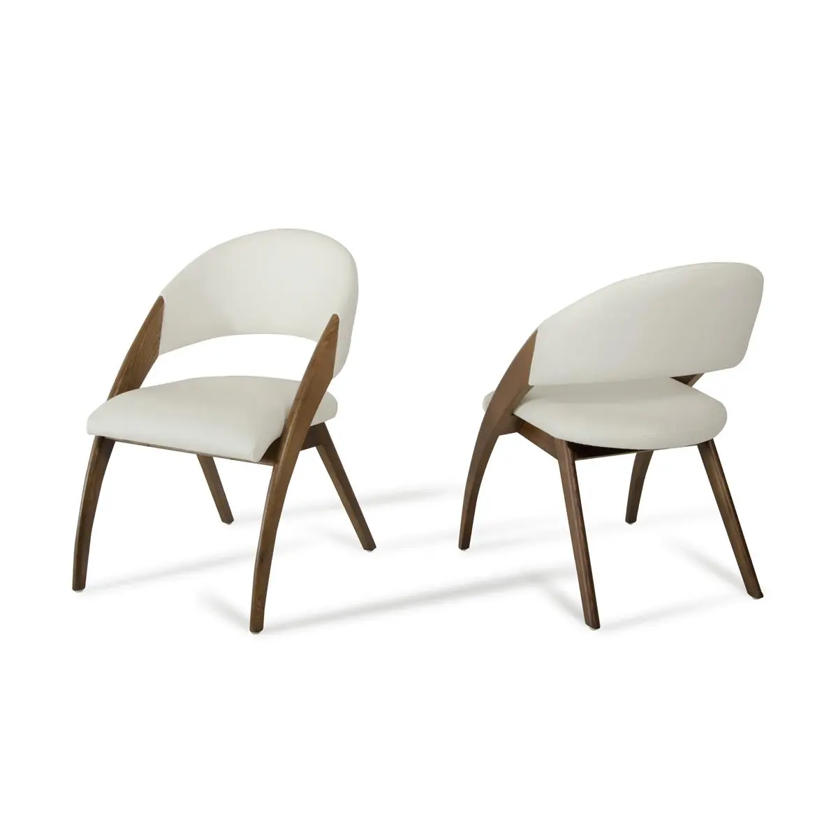 212 MAIN Modern Leatherette Single-Seat Dining Chair - Cream Solid Color, Sturdy Walnut Finish Legs, Indoor Furniture, Dining Room Use, Indoor Furniture Chairs, Dining Room Chairs