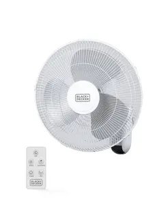 BLACK+DECKER 16" Wall Fan with Remote Control, Oscillating Fan with 3 Speed Settings and Shut Off Timer, Wall Mount with Adjustable Tilt Angle, White
