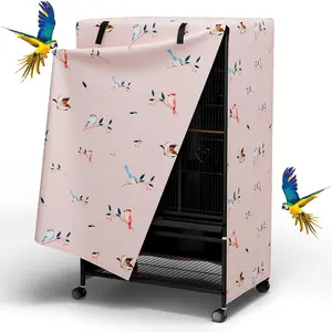 Tchvt Nighttime Bird Cage Covers with Zipper Panel Blackout Birdcage for Winter Universal Breathable Large Good Night Enclosure for Bird (Bird Designs, 26x19x40 inch)