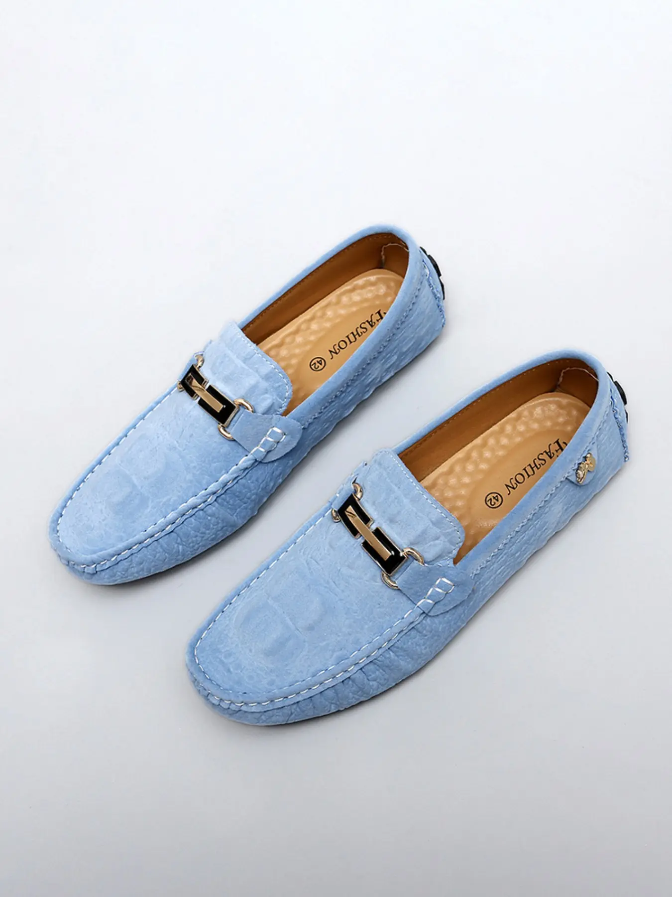 Men's Moccasin Shoes, Color-Blocked Stitching + Cushioned Insoles, Ideal for Office & Weekend Outings, Breathable and Lightweight Walking Shoes, Footwear