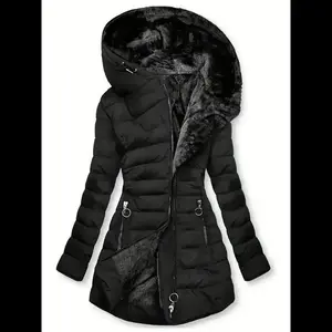 chicago  coat  winter Women's Winter Windproof Fur Warm Slim Fit Down Jacket Waterproof Long Ski Coat for Commuting Polyester OuterwearGift