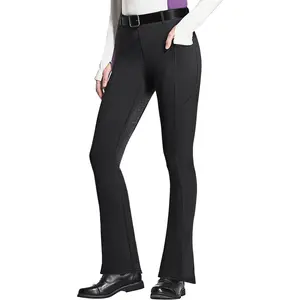 Women's Full Seat Horse Riding Pants Bootcut Riding Tights with Pockets Equestrian Breeches for Women