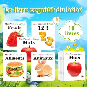 Tenny Baby French Language Learning Book Set, 10 Different Types Educational Books for Kids, Cognitive Development Reading Material