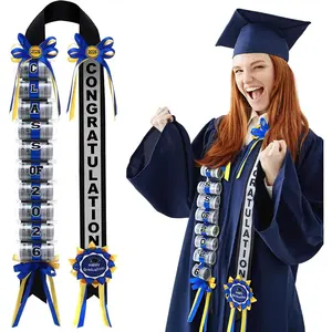 Graduation Money Lei Class of 2026 Double Braided Lei Gift Graduation Cash Gifts Pull Ideas for High School College Party Supplies(Blue)