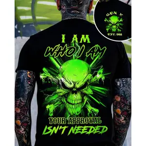 🌹   [100% Cotton] Crazymoda I Am Who I Am Your Approval Isn't Needed Gen X,Boomer,Gen Y, Custom Year Skull T-shirt GiftedinLove |   skull tee, funny graphic shirt, unisex casual, viral TikTok, gift