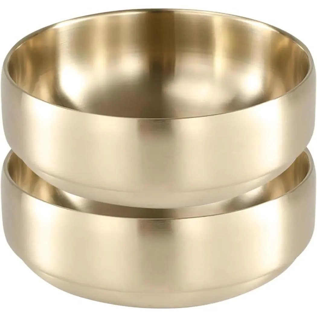 SANQIAHOME 47oz/8.3" Quality Stainless Steel Salad Bowl 2pcs/set – Double-walled Anti-scald, Dishwasher Safe, Large Serving Bowl for Family & Parties Golden, large-capacity soup bowl. Silver or Gold