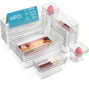 Transparent Plastic Drawer Organizer Set, Desktop Drawer Dividers, Makeup Jewelry Storage Box, Home Accessories, Cosmetic Organizing Box, Cosmetics Organizer Storage