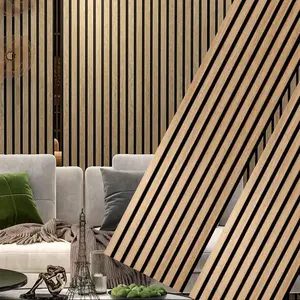 Light Walnut Acoustic Wall Panels for Soundproofing Rooms | 94"-106" x 12 - 2 pieces per box