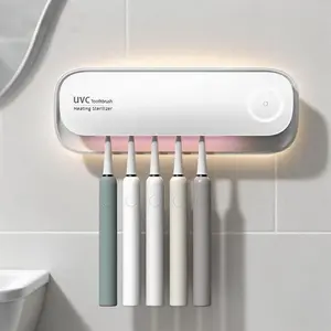 Toothbrush & Razor Sterilizer, Smart HotAir Drying Technology, Automatic UVC LightSterilization, Wall Mount Multi-Functional Toothbrush Sanitizing Holder for Bathroom,Rechargeable Smart Home Gadget, DentalHygiene Accessories Sterilizing, Modern
