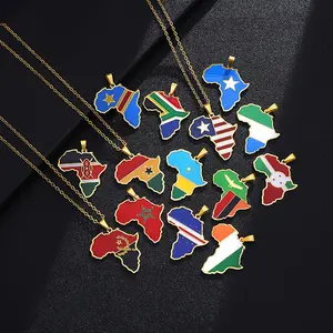 stainless steel Africa map necklace Nigeria Ghana Somalia hanging map pendant jewelry