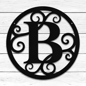 Round Personalized Metal Monogram Sign Wedding Gift Family Name Sign Outdoor Name Sign  Metal letter. Metal Sign Front Door. Gate sign