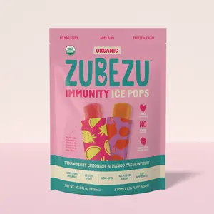 ZuBeZu Organic Immunity Ice Pops Strawberry Lemonade & Mango Passionfruit Fuel Kids' Immune System with Elderberry Vitamin C D Zinc & Prebiotic Fiber