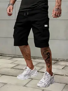 Men's Soft Shell Work Pants Short, Elastic, Multi-Pocket Design, Street Style Sporty, Spring Summer Fall Wear, Casual Loose Fit