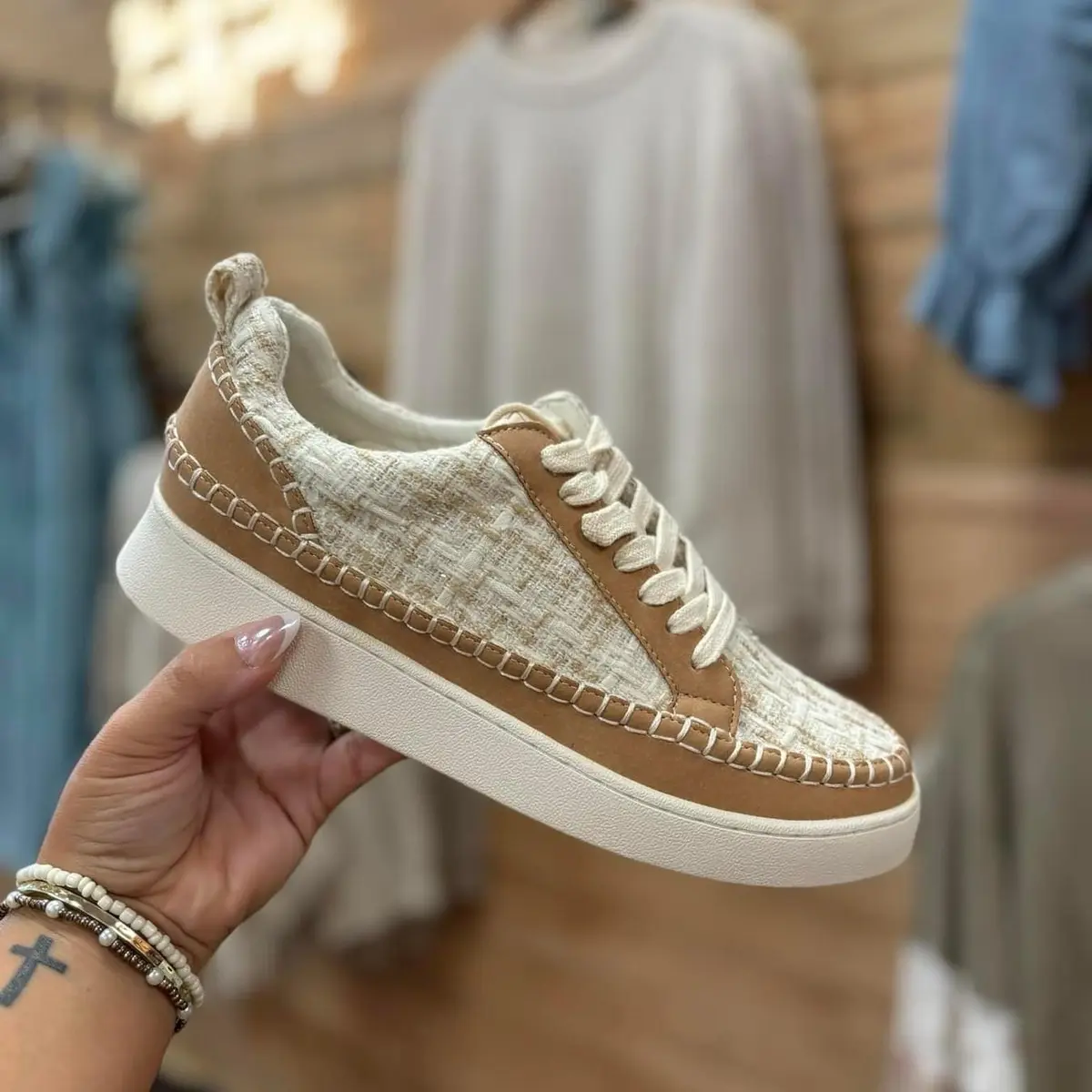 Beige Sneakers for Women - Perfect for Fall - Shoe, Footwear