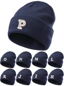 Custom Letter Embroidered Unisex Beanie, Casual Loose-Fitting Knit Hat, Warm Outdoor Fashion Accessory, All Seasons Wear, Custom Initials Hat, Knitted Hat