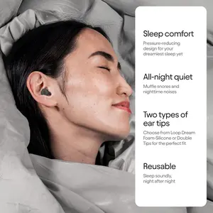 Loop Dream – Silicone/Memory Foam Earplugs for Sleep Comfort |   Comfortable Ear Plugs for Snoring Blocking & Sleeping |   Customized Fit |   27dB (SNR) Noise Reduction