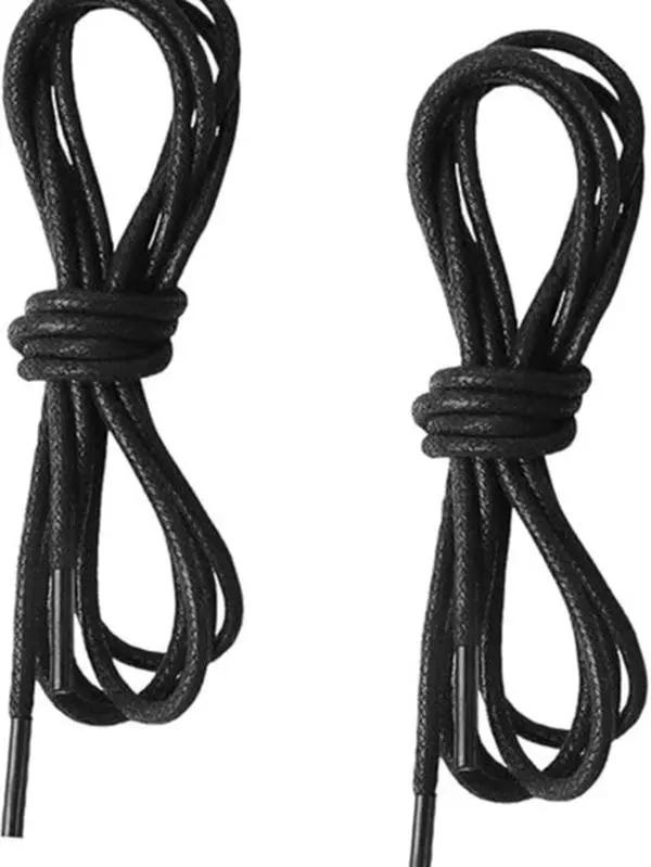 Waxed Round Shoelaces - 2 Pairs, 2.5mm, 90cm/35.4", Cotton Design, for Dress Footwear, Business & Casual Shoe Replacements