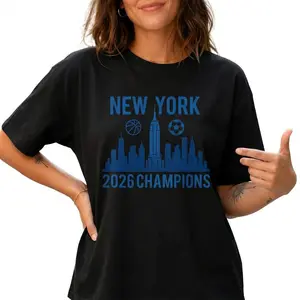 New York 2026 Champions Shirt Women Plus Size Sports Skyline Graphic Tee
