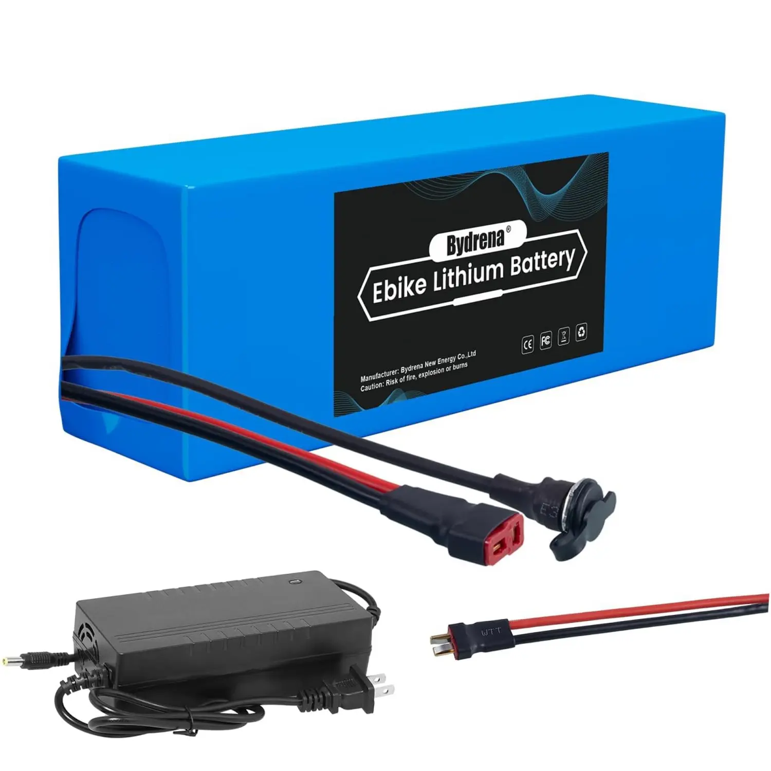 Bydrena 48V 10AH Rechargeable Lithium Ion Battery with 30A BMS, 1500+ Cycles, T-Plug Universal Power Pack for E-Bikes, Electric Scooters, Wheelchairs, DIY Projects