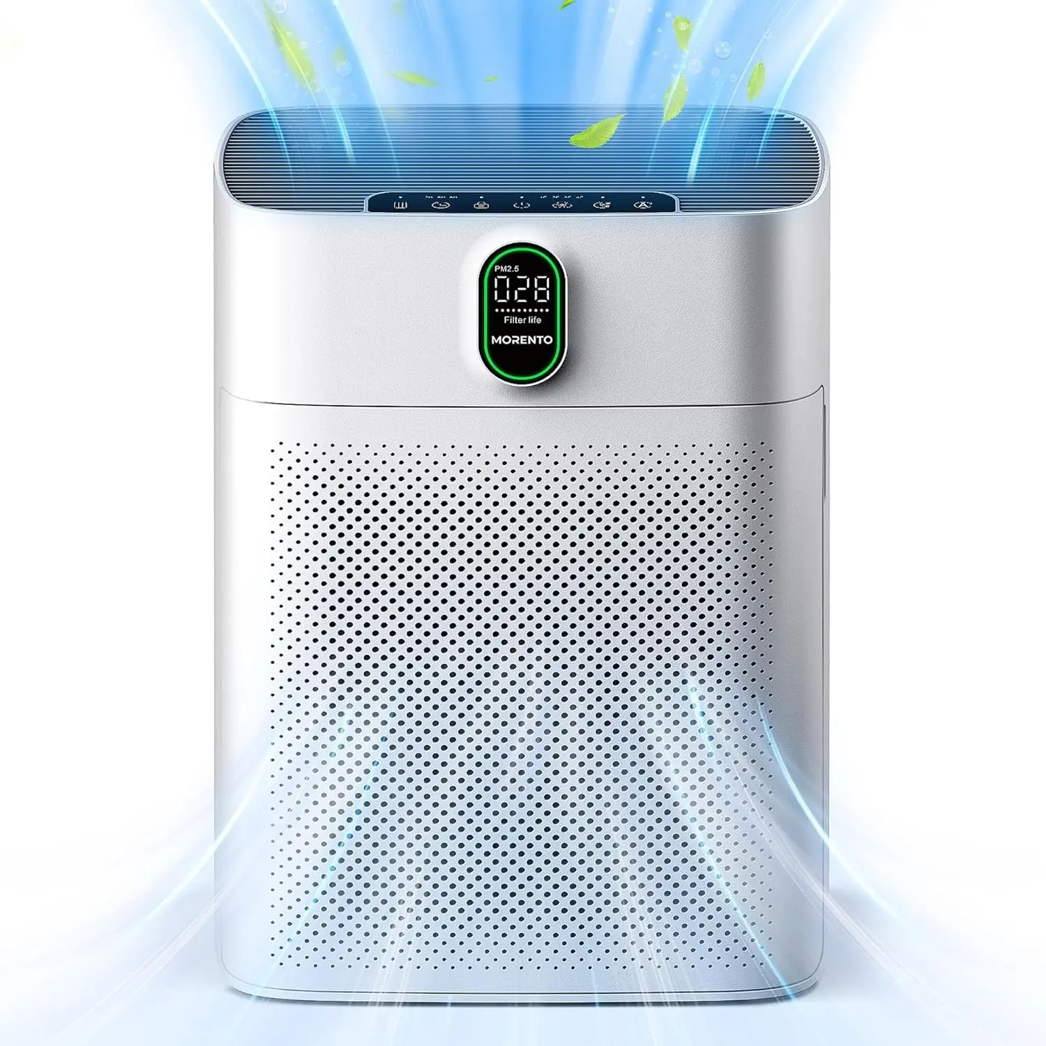 MORENTO Air Purifiers for Home up to 1076 Sq Ft with PM 2.5 Display Air Quality Sensor, Remove 99.97% of Pet Hair with Double-sided Air Inlet, 1 Pack, White