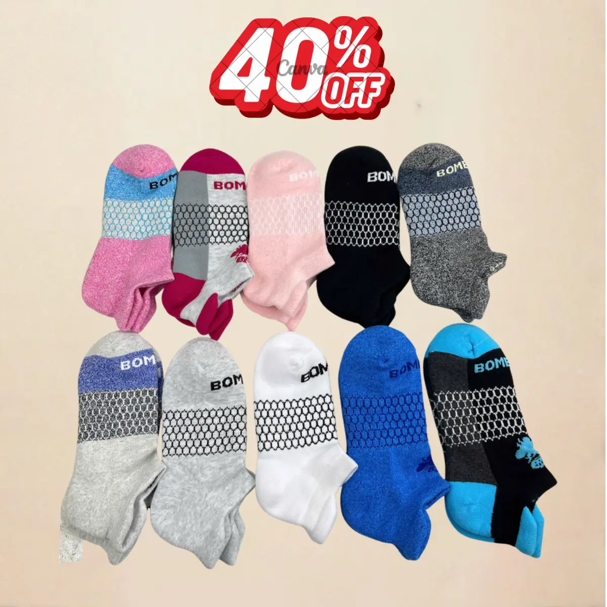 2,3,5 Pack BB Ankle Socks for Women, Men - Multi Cushioned, Breathable Low Cut No Show Athletic Socks